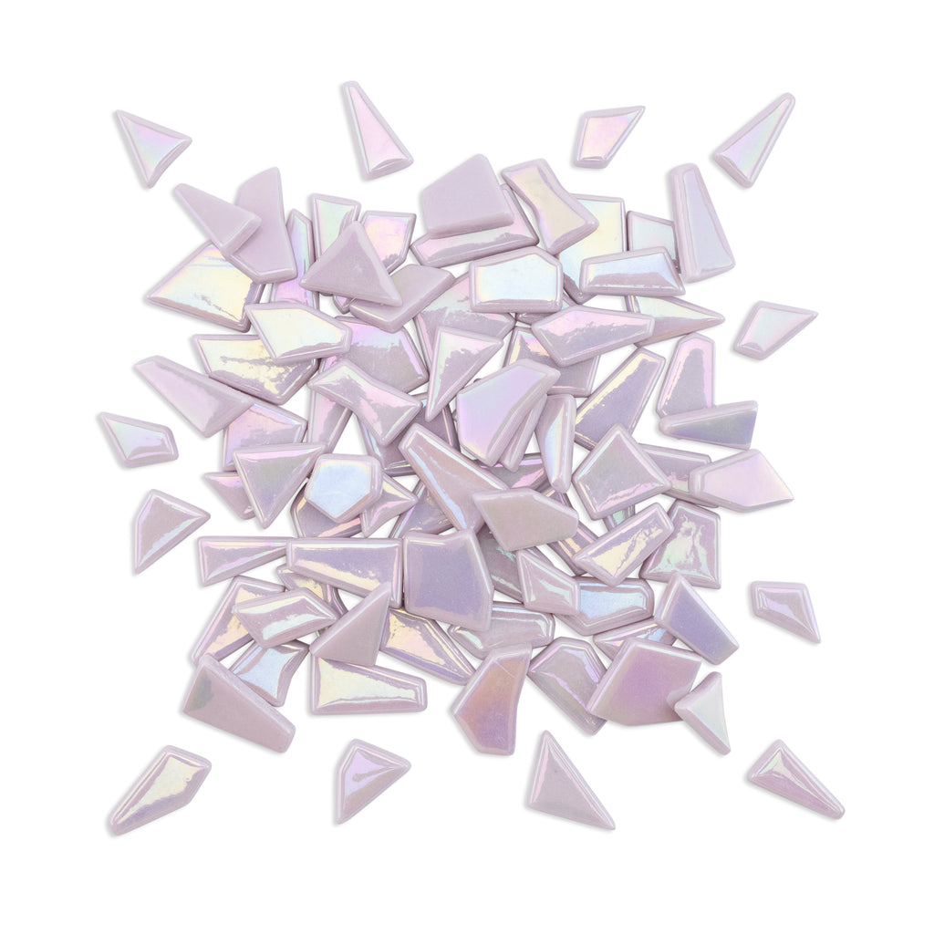 Pink Irregular Shaped Iridised Glass Tiles 250g