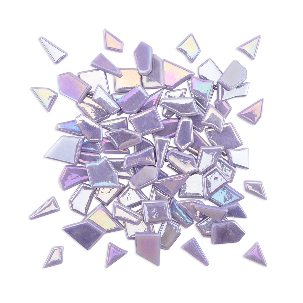 Purple Irregular Shaped Iridised Glass Tiles 250g