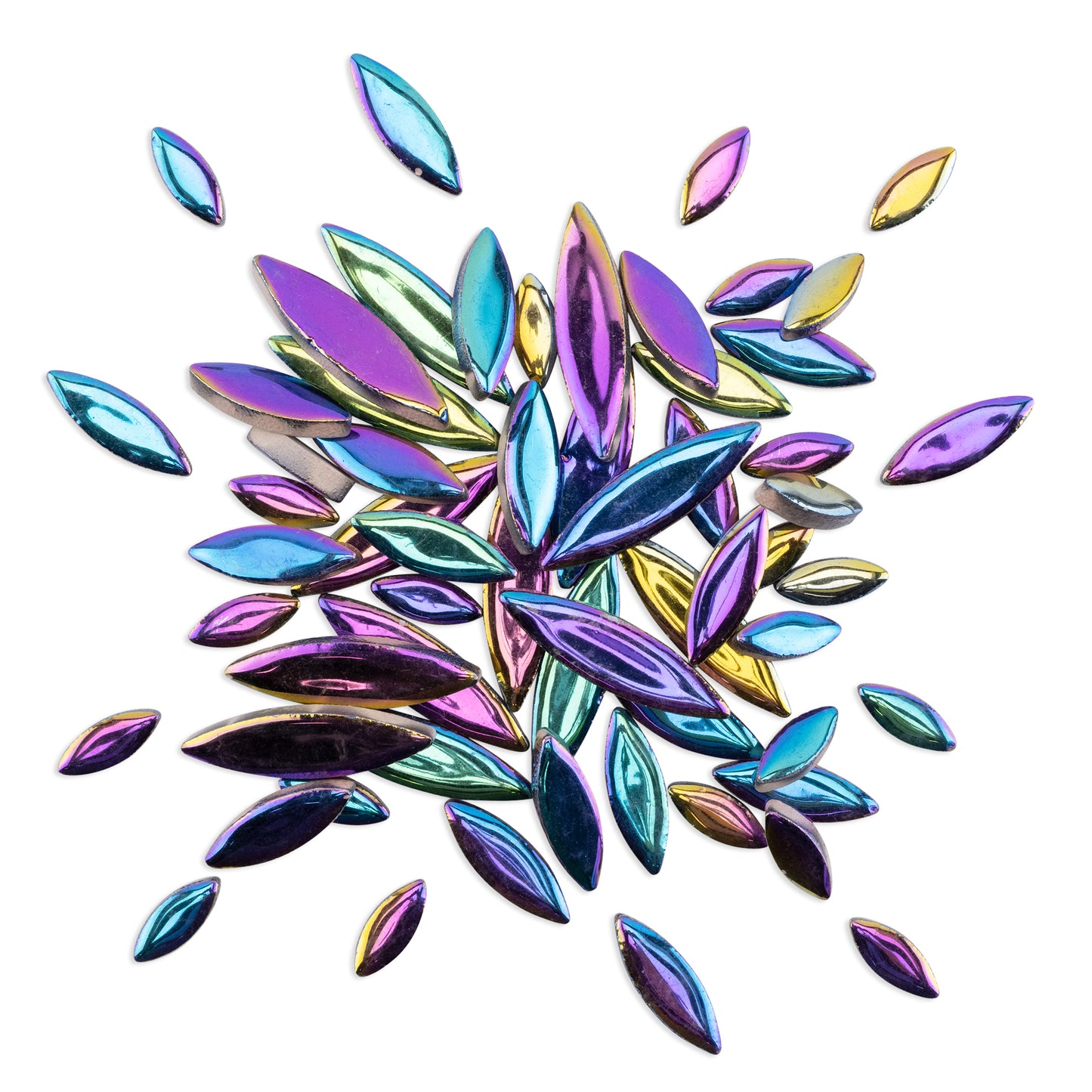 Metallica Rainbow Leaf Petal Shaped Ceramic Mosaic Tiles 80g