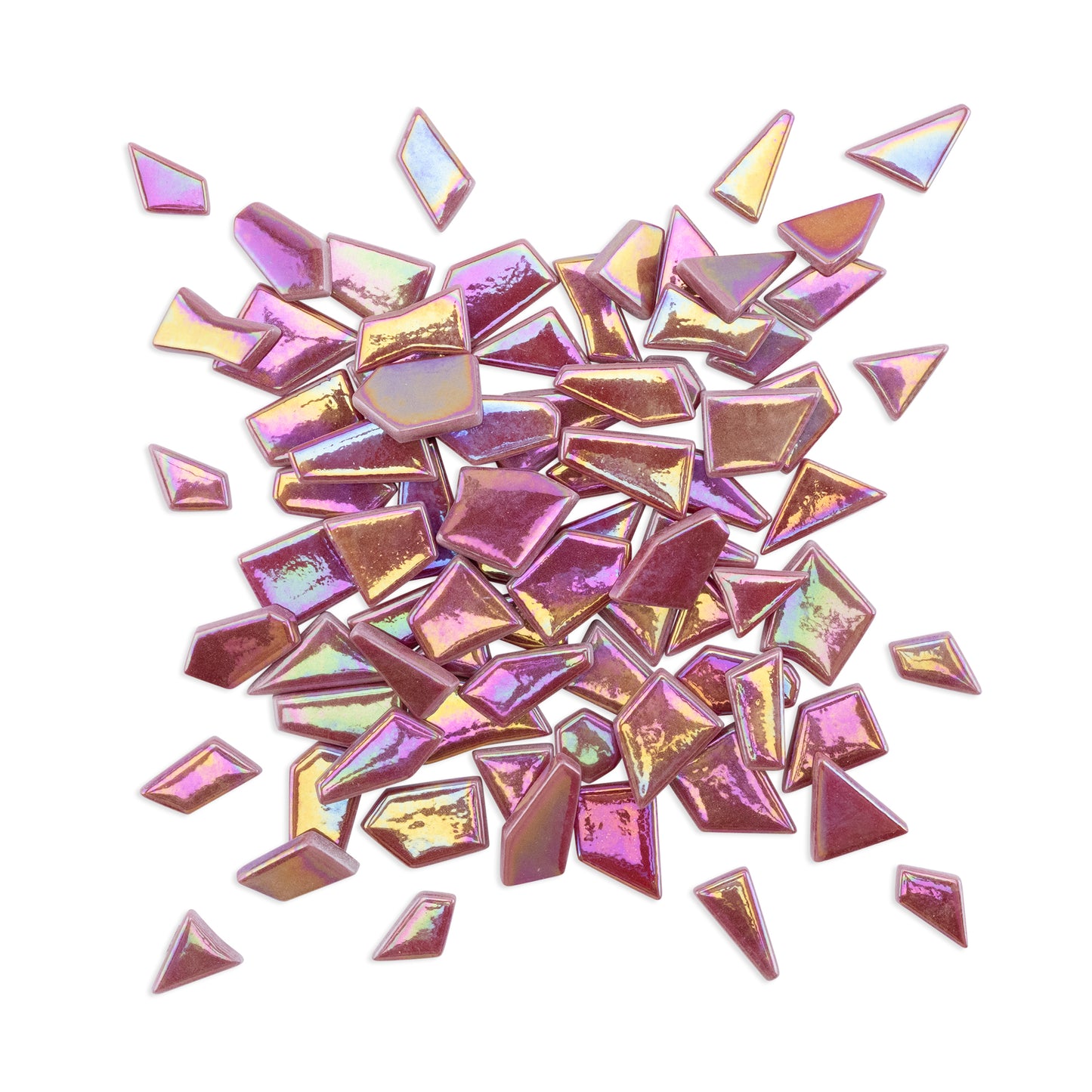 Red Irregular Shaped Iridised Glass Tiles 1Kg **School Bulk Buy**