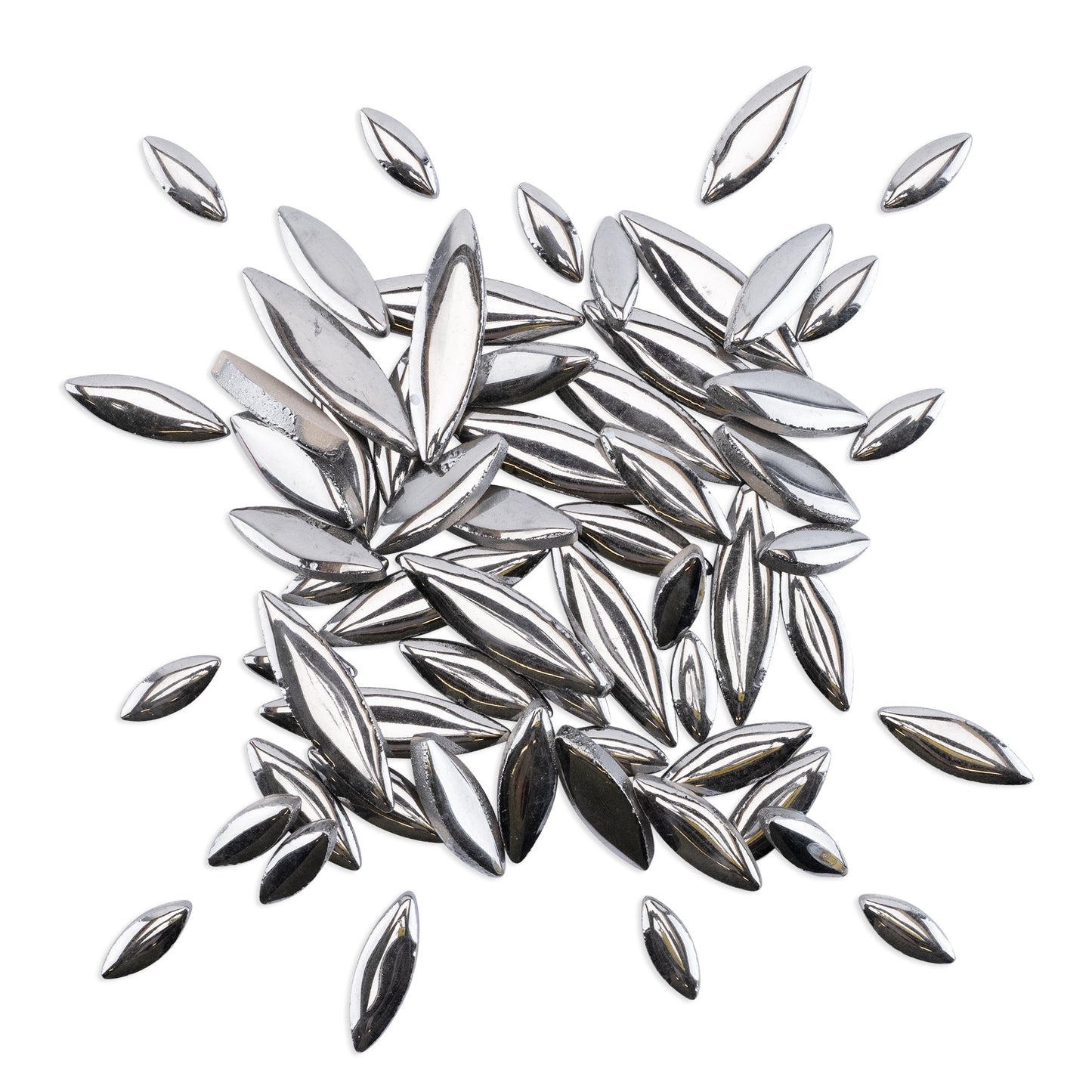 Silver Leaf Petal Shaped Ceramic Mosaic Tiles 80g