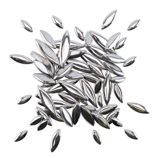 Silver Leaf Petal Shaped Ceramic Mosaic Tiles 80g