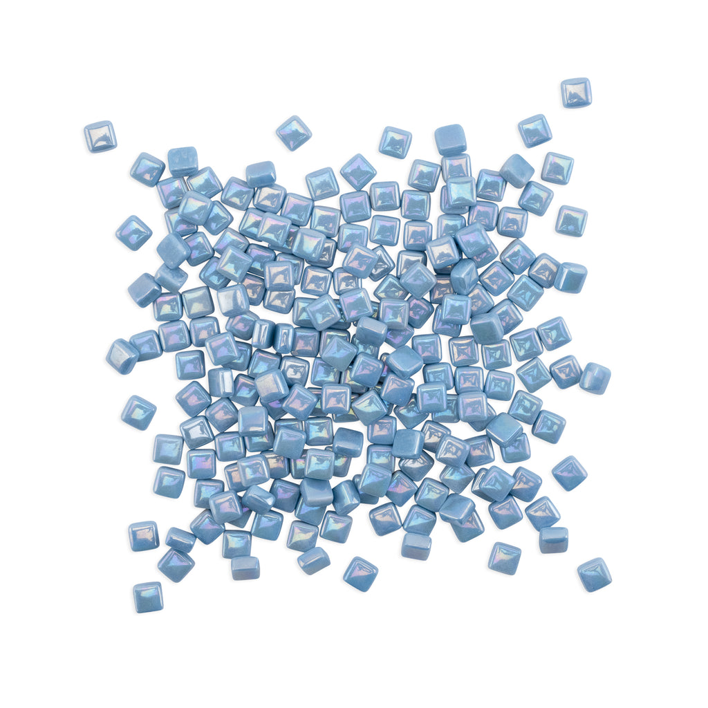 Sky Blue Mini Iridised Glass Blocks Mosaic Tiles 250g