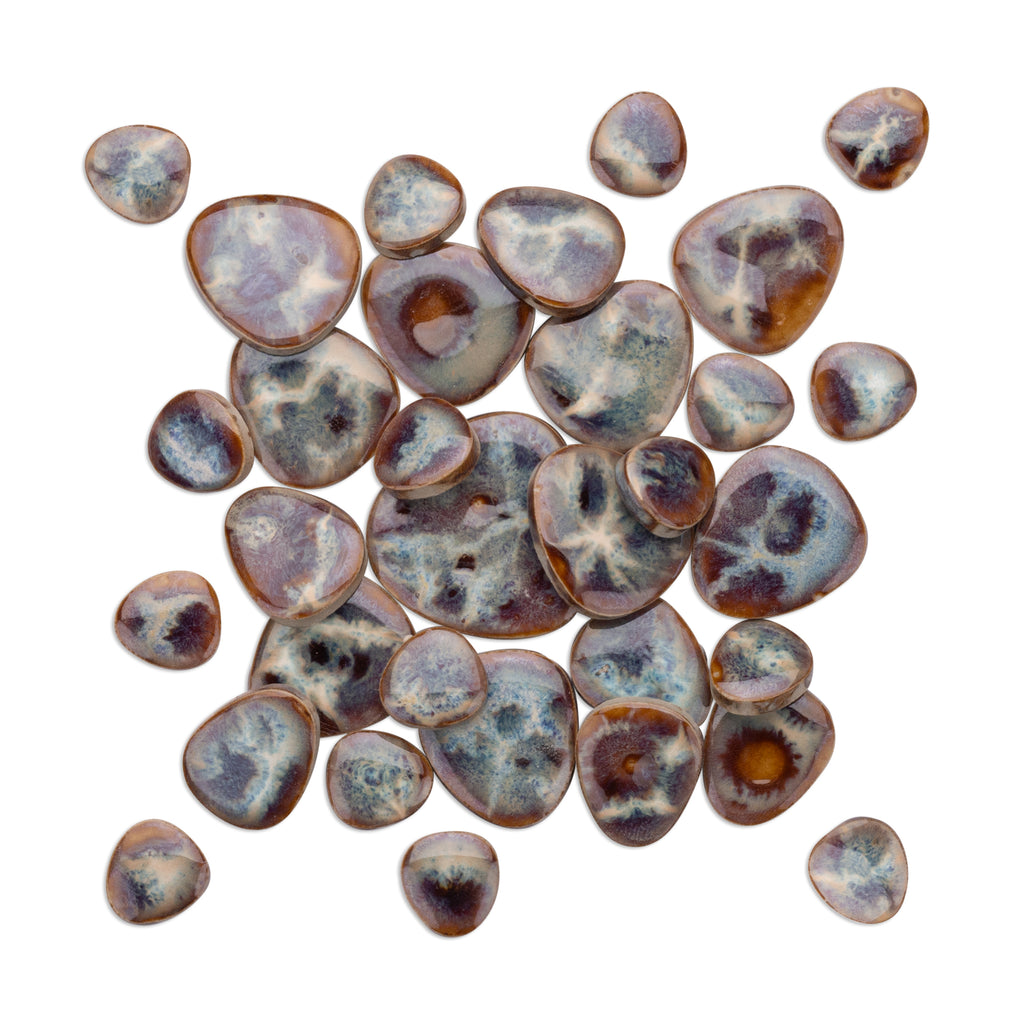 Stonewash Blue Marble Effect Glazed Ceramic Pebble Tiles 250g