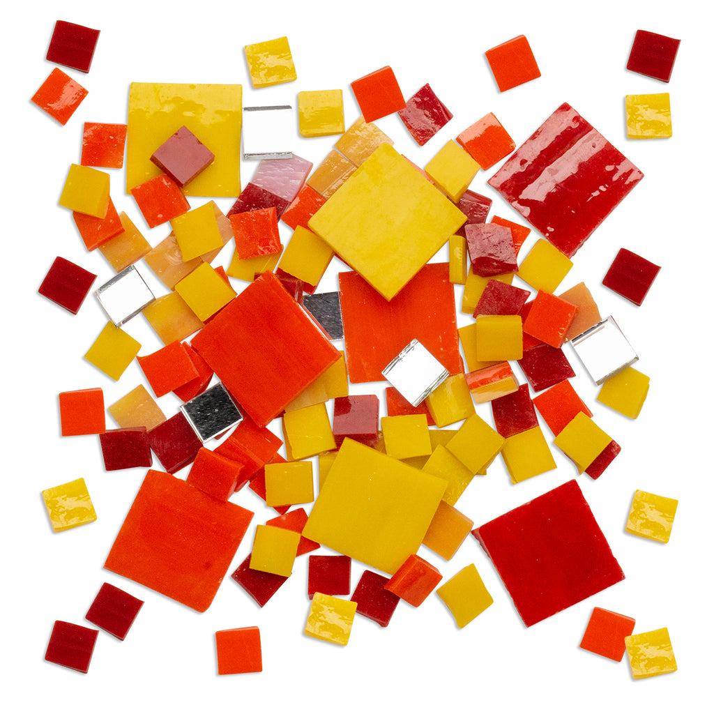 Sunrise Theme Orange Red Yellow Mosaic Glass Tiles 500g
