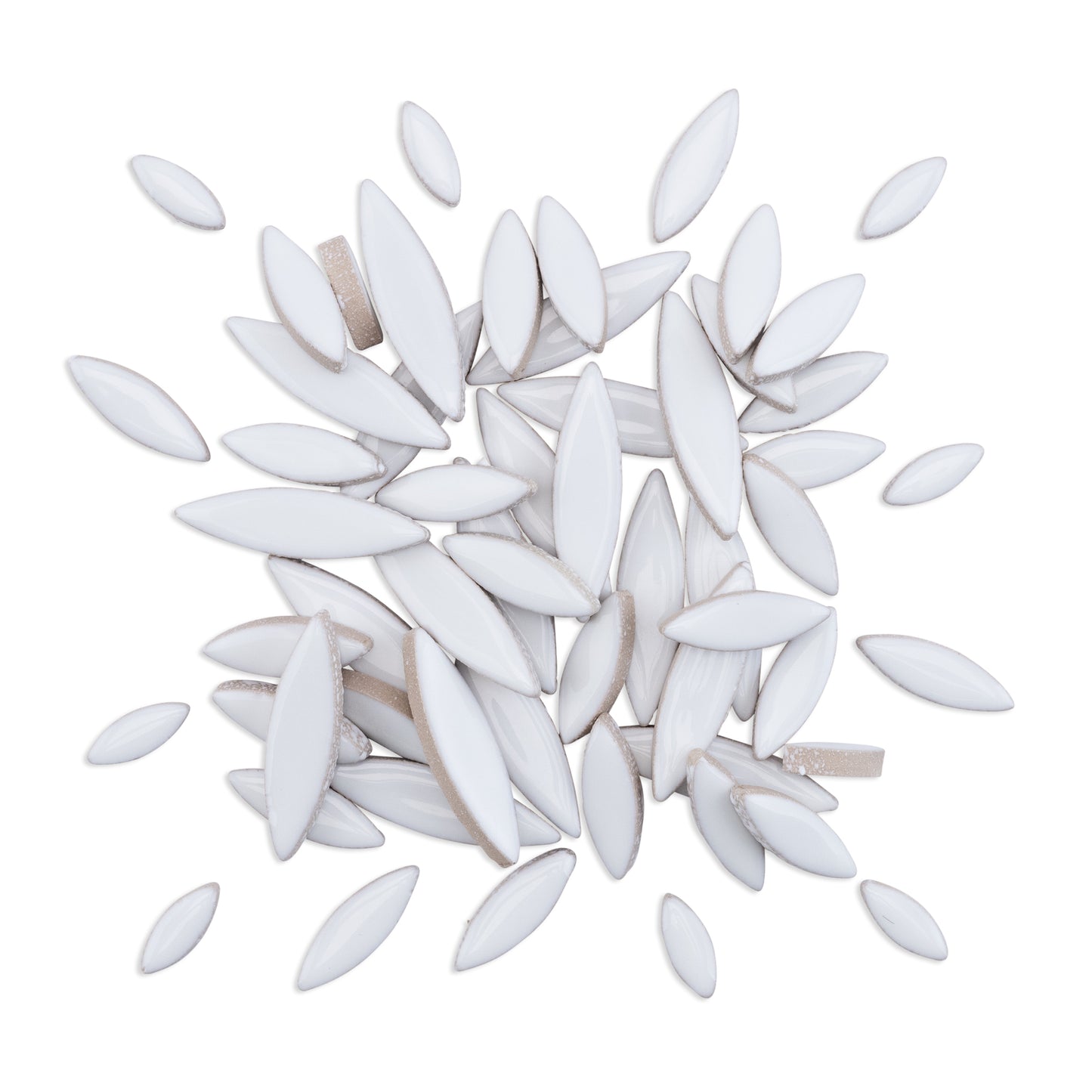 White Leaf Petal Shaped Ceramic Mosaic Tiles 80g