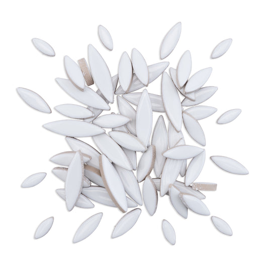 White Leaf Petal Shaped Ceramic Mosaic Tiles 80g