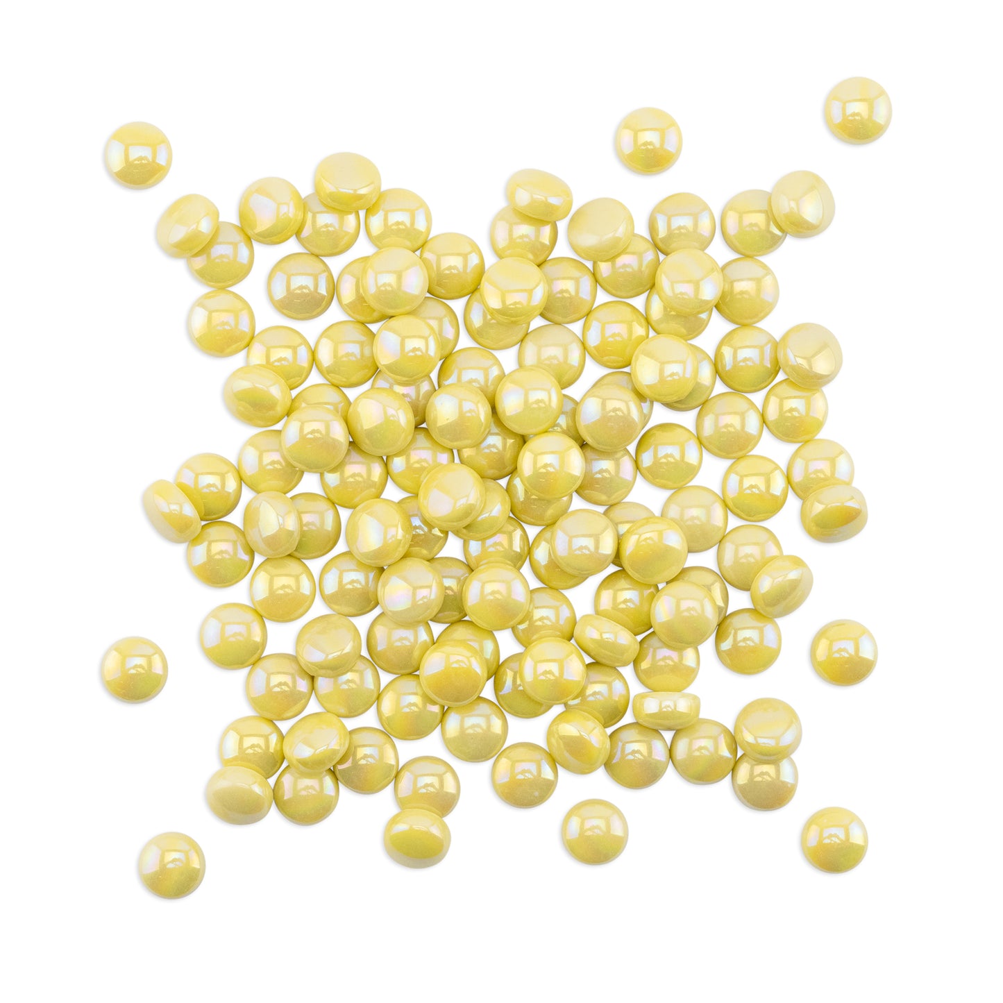 Yellow Pearl Round Glass Tiles 1Kg **School Bulk Buy**
