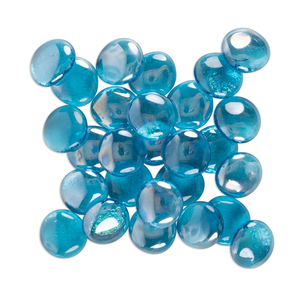 Aqua Blue 30mm Giant Round Glass Mosaic Gems 250g