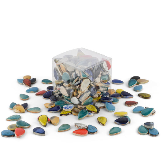 Assorted Glazed Ceramic Teardrop Tiles 1Kg **School Bulk Buy**