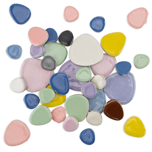 Assorted Glazed Ceramic Pebble Tiles 250g