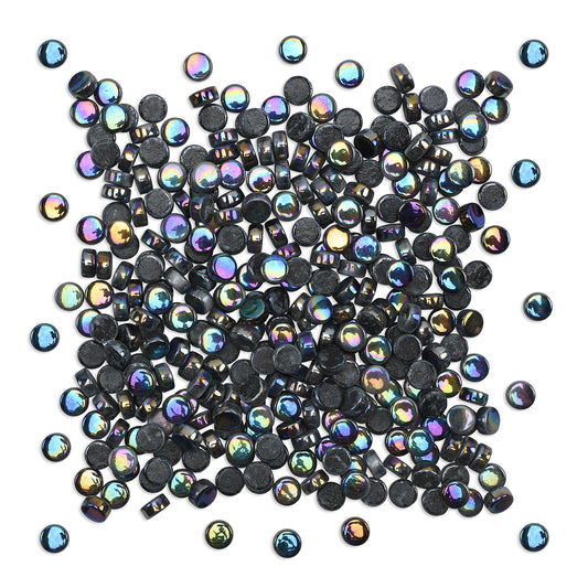 Black Round Glass Dots 8mm Tiles 100g