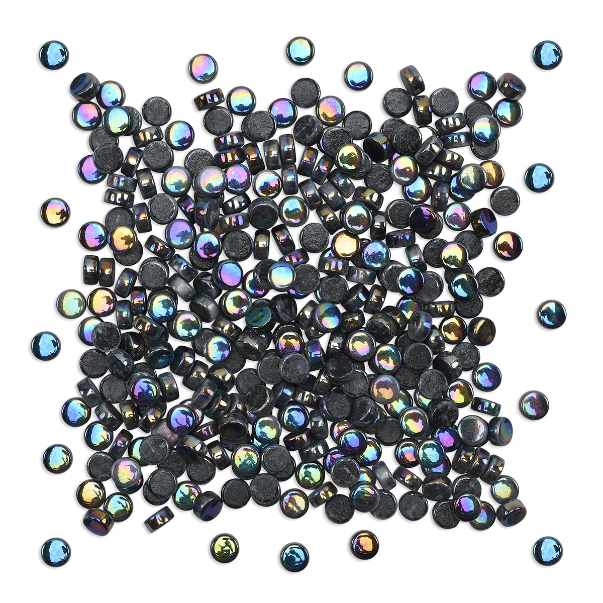 Black Round Glass Dots 8mm Tiles 250g
