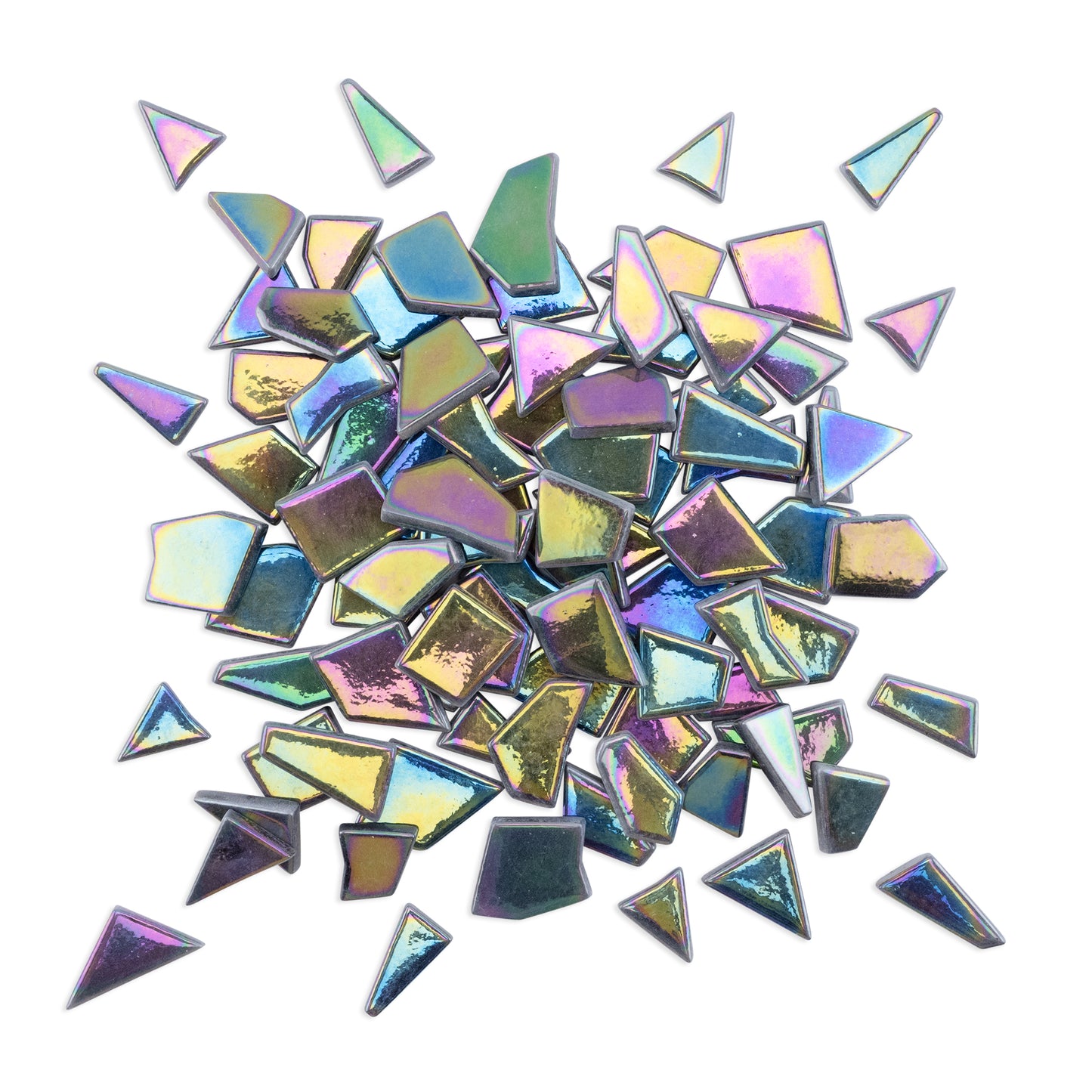 Black Irregular Shaped Iridised Glass Tiles 1Kg **School Bulk Buy**