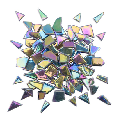 Black Irregular Shaped Iridised Glass Tiles 1Kg **School Bulk Buy**