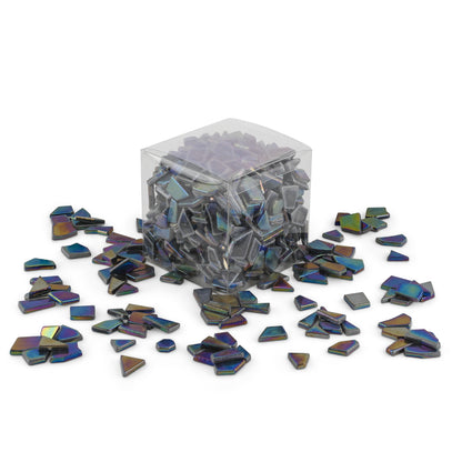 Black Irregular Shaped Iridised Glass Tiles 1Kg **School Bulk Buy**