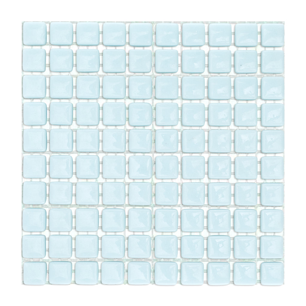 C10 Light Blue Glass Blocks on Mesh Blue Mosaic Tiles - 100pcs