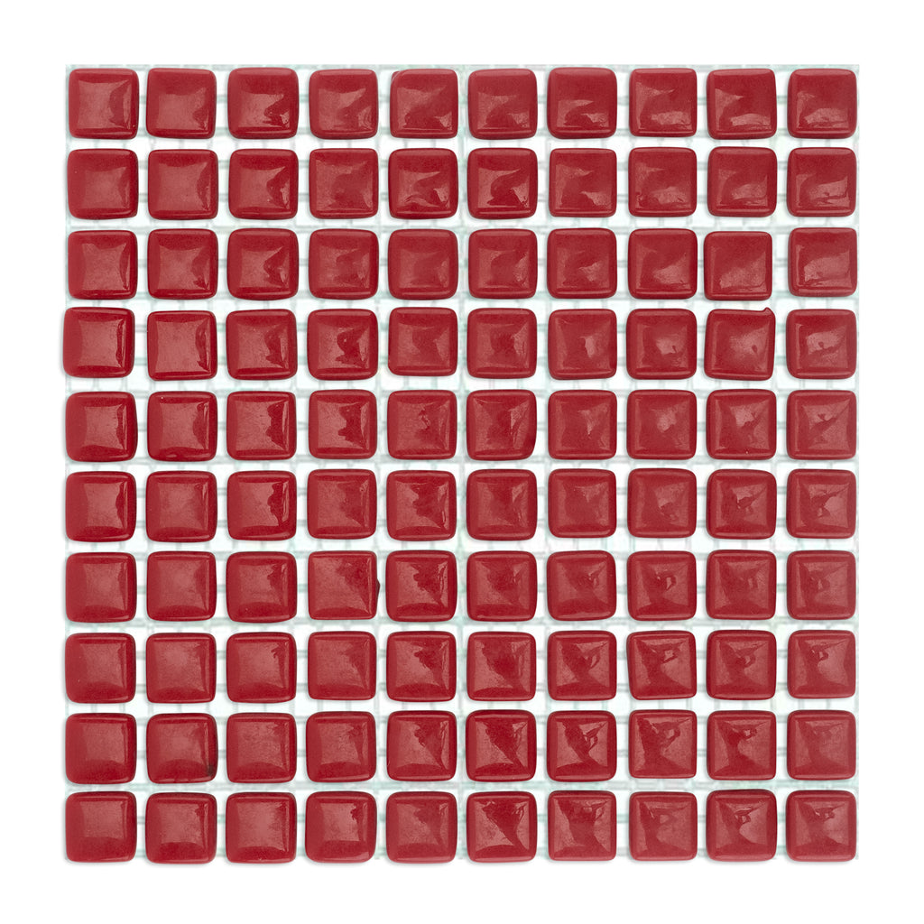 C16 Red Glass Blocks on Mesh Mosaic Tiles - 100pcs
