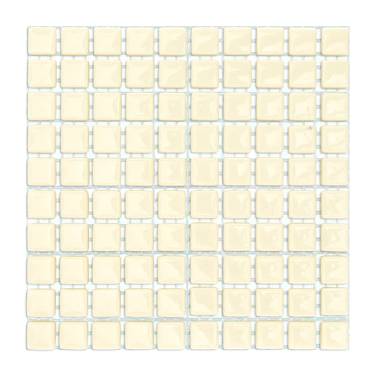 C21 Antique White Glass Blocks on Mesh Mosaic Tiles - 100pcs