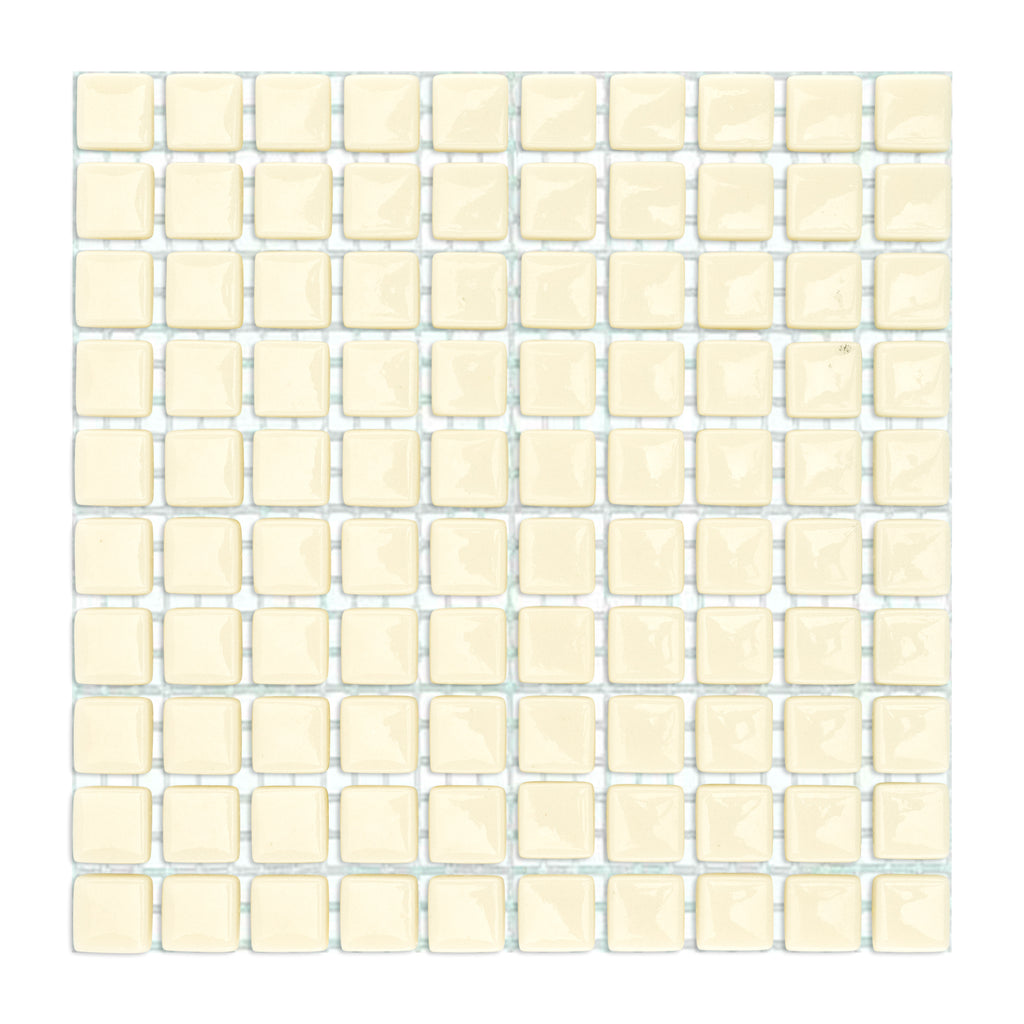 C21 Antique White Glass Blocks on Mesh Mosaic Tiles - 100pcs
