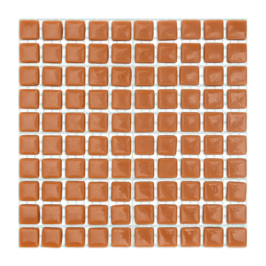 C32 Rust Glass Blocks on Mesh Brown Mosaic Tiles - 100pcs