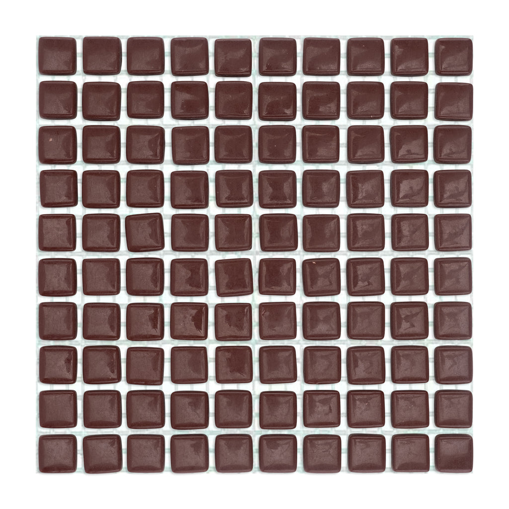C35 Redwood Glass Blocks on Mesh Brown Mosaic Tiles - 100pcs
