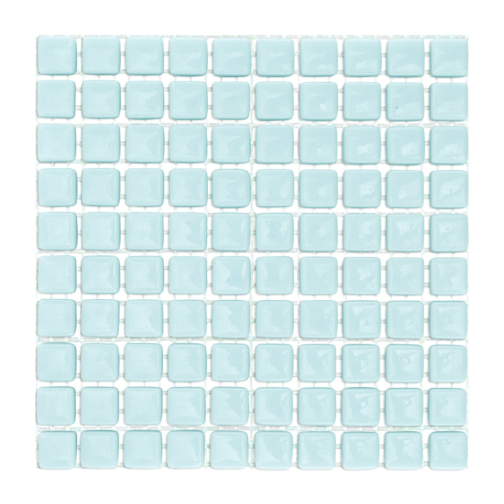C52 Light Teal Glass Blocks on Mesh Green Mosaic Tiles - 100pcs