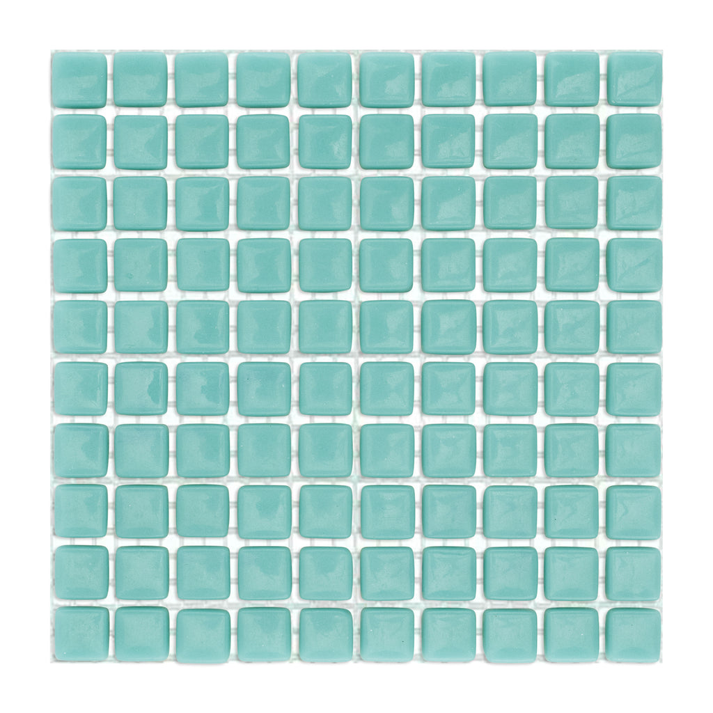 C53 Mid Teal Glass Blocks on Mesh Green Mosaic Tiles - 100pcs