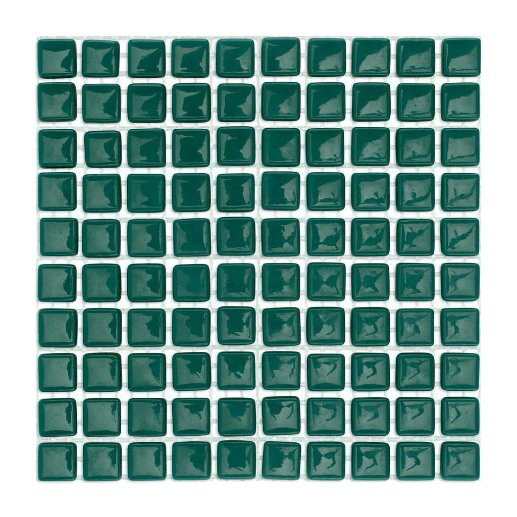 C55 Dark Green Glass Blocks on Mesh Green Mosaic Tiles - 100pcs