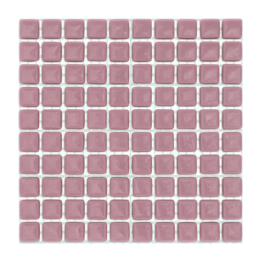 C67 Dusty Pink Glass Blocks on Mesh Mosaic Tiles - 100pcs