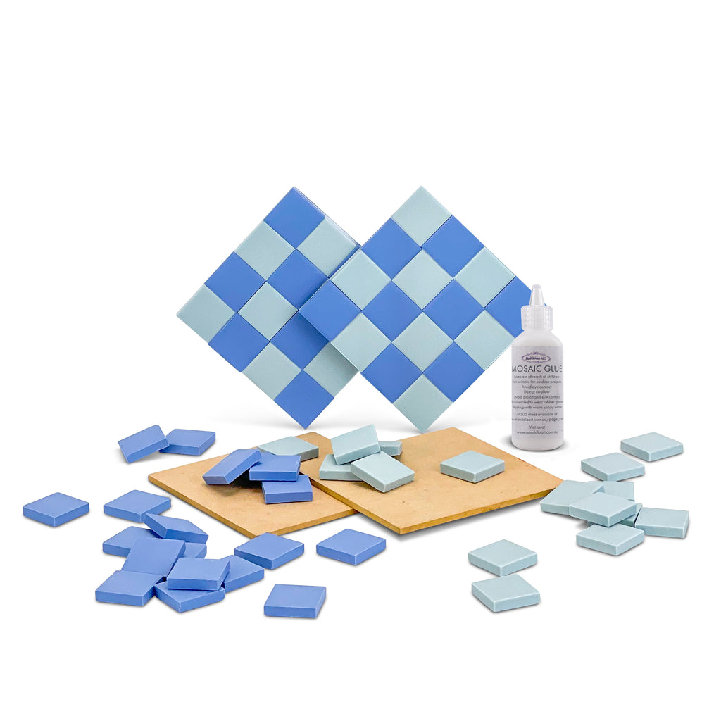 Blueberry Blue Checkered Coaster Mosaic Kit