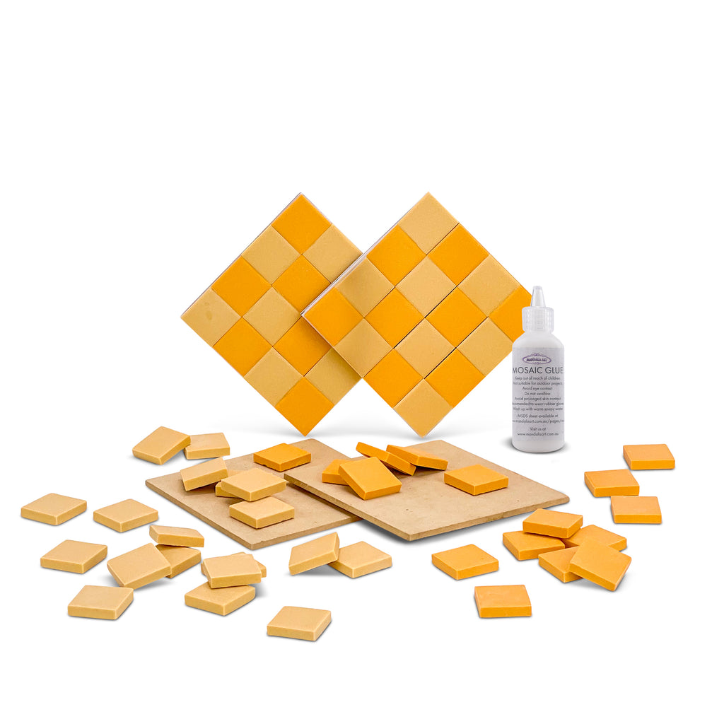 Sunny Orange Checkered Coaster Mosaic Kit