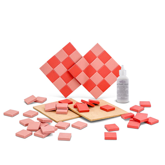 Strawberry Red Checkered Coaster Mosaic Kit