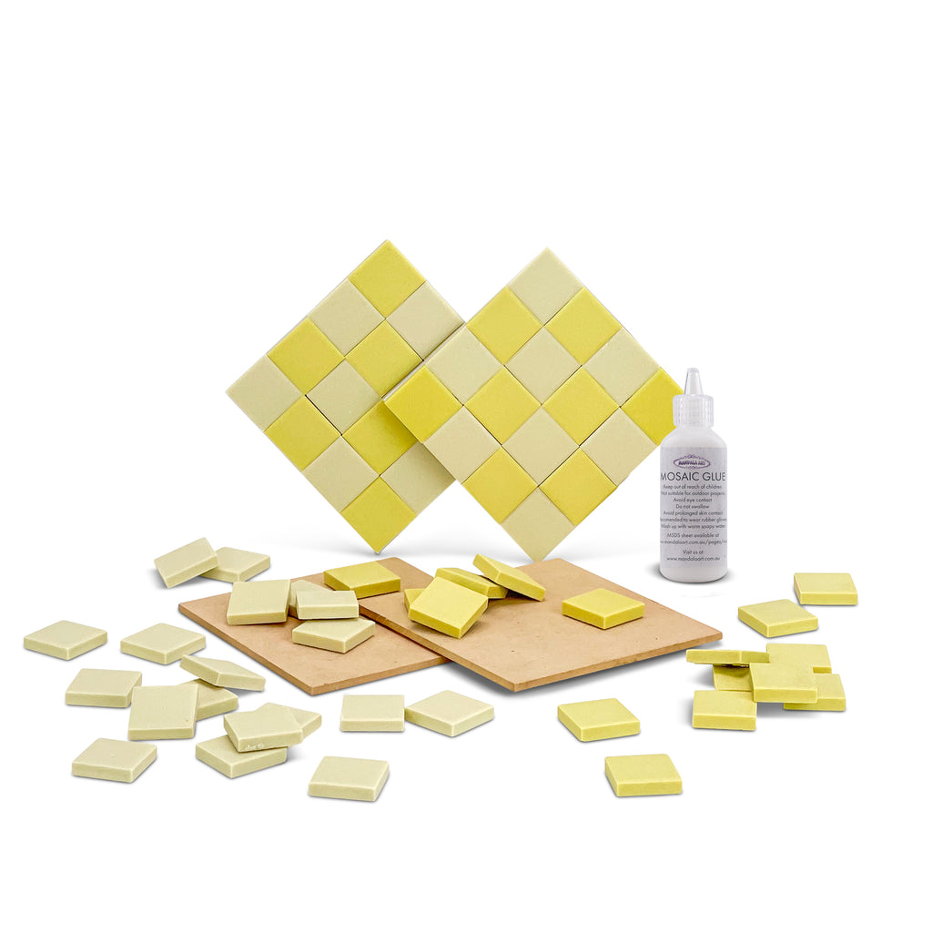 Lemon Yellow Checkered Coaster Mosaic Kit