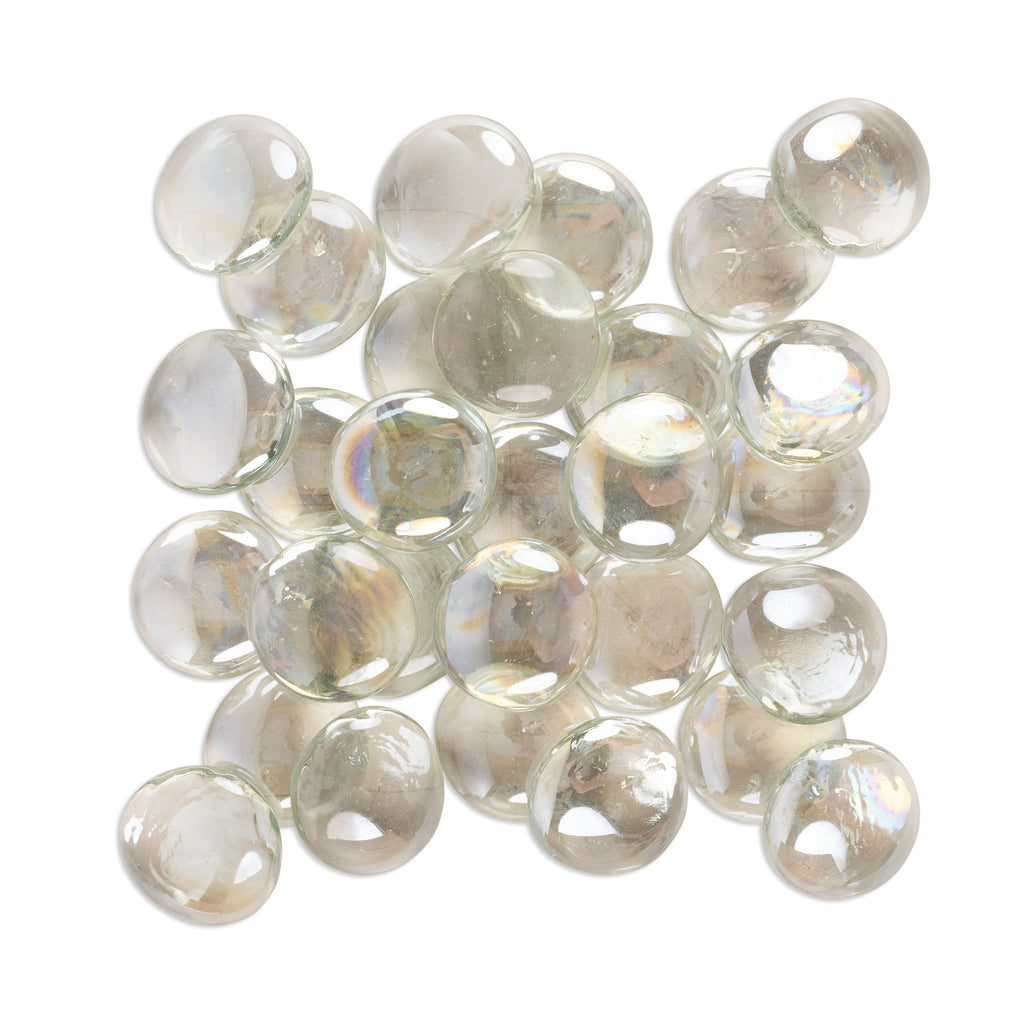 Clear 30mm Giant Round Glass Mosaic Gems 250g