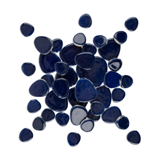 Dark Blue Glazed Ceramic Pebble Tiles 250g