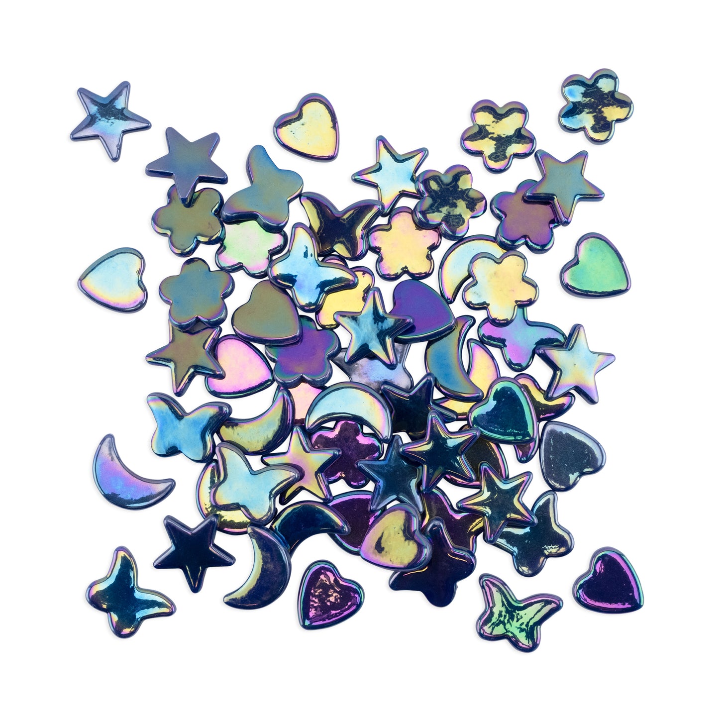 Dark Blue Cutie Pie Iridised Assorted Glass Shapes 800g **School Bulk Buy**