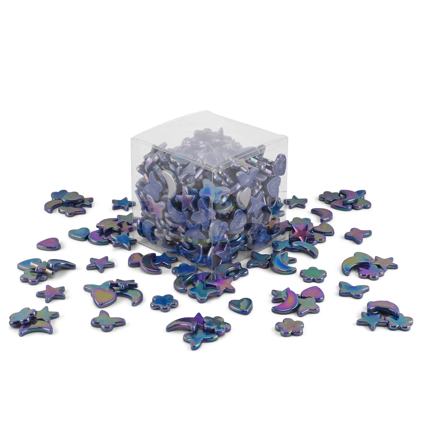 Dark Blue Cutie Pie Iridised Assorted Glass Shapes 800g **School Bulk Buy**