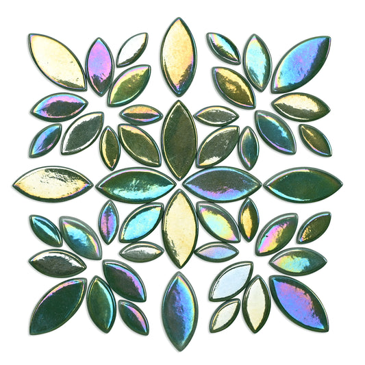 Dark Green Iridised Leaf & Petal Shapes 250g