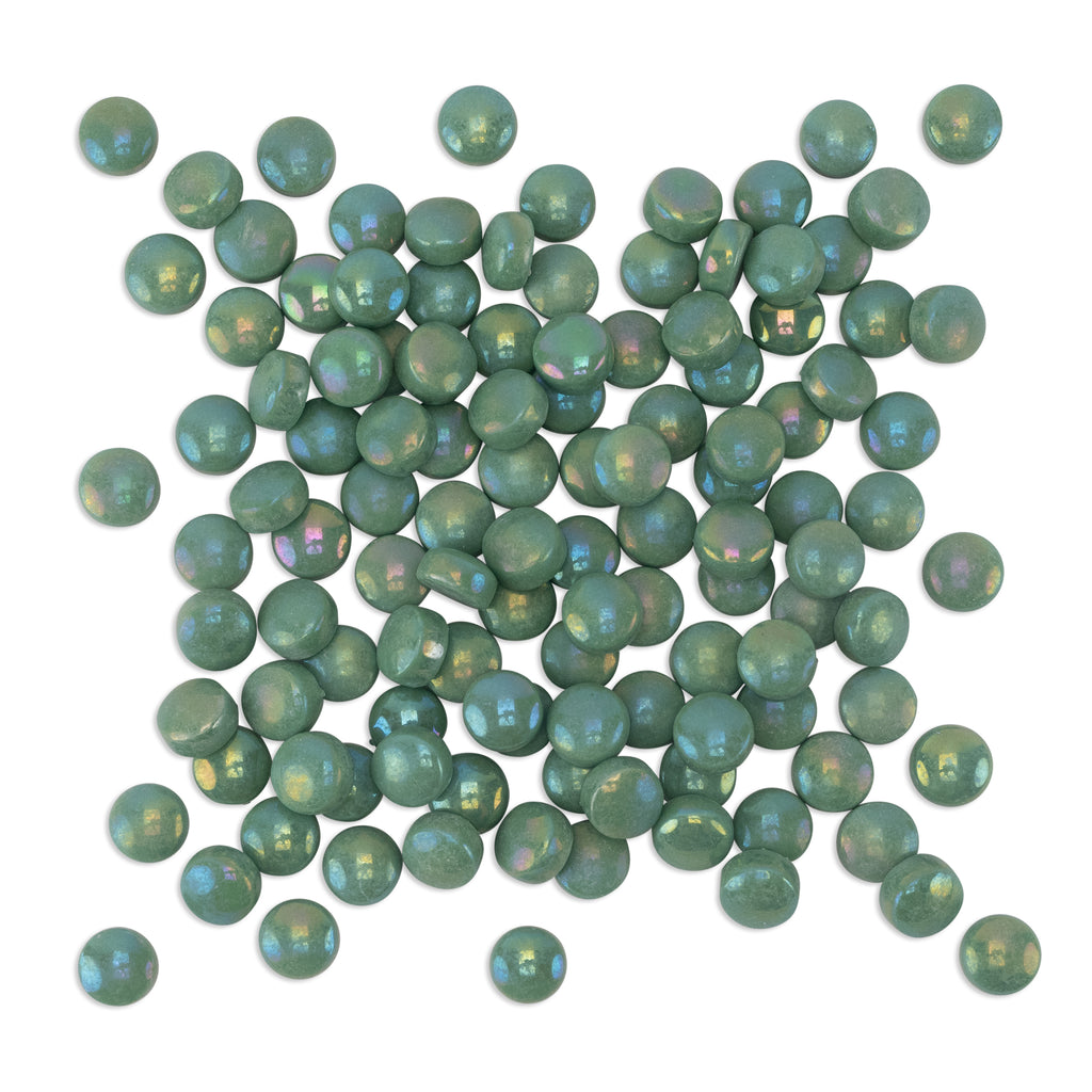 Dark Green Pearl Round Glass Tiles 250g