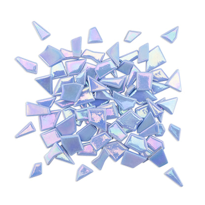 Dolphin Blue Irregular Shaped Iridised Glass Tiles 1Kg **School Bulk Buy**