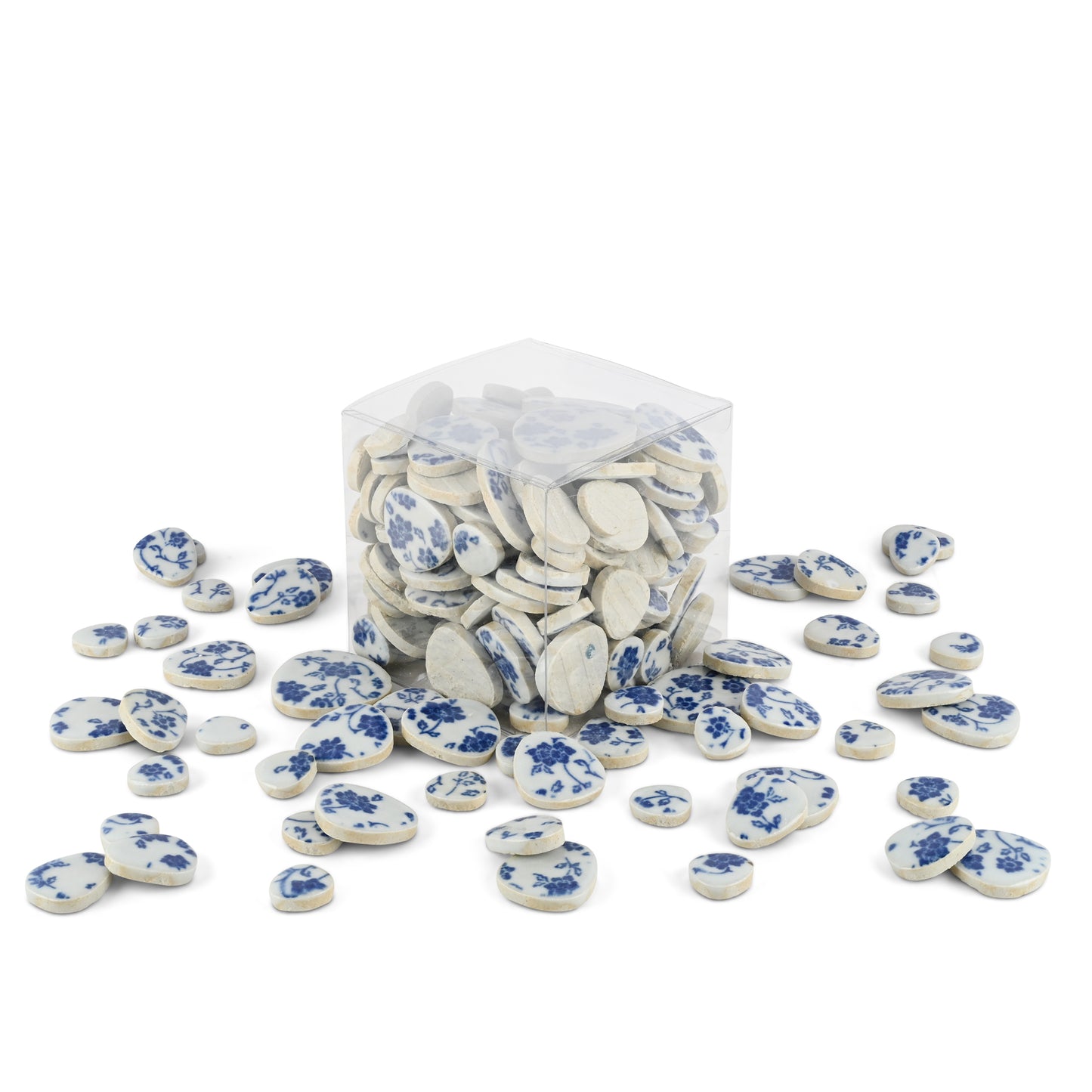 Duchess Blue and White Printed Glazed Ceramic Pebble Tiles 800g **School Bulk Buy**