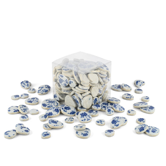 Duchess Blue and White Printed Glazed Ceramic Pebble Tiles 800g **School Bulk Buy**
