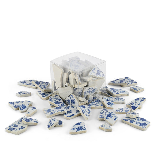 Irregular Duchess Blue White Pattern Printed Glazed Ceramic Tiles 800g **School Bulk Buy**