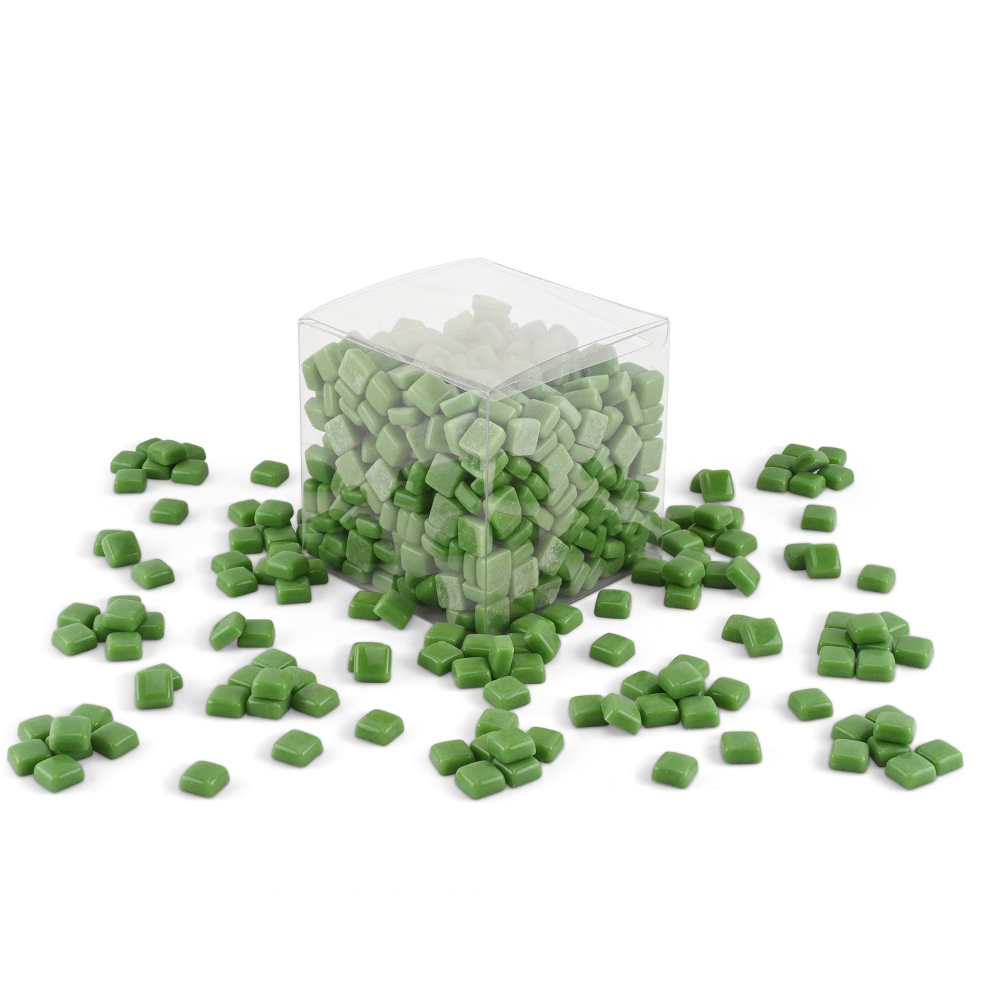 Green Glass Blocks 12mm Mosaic Tiles 1Kg **School Bulk Buy**