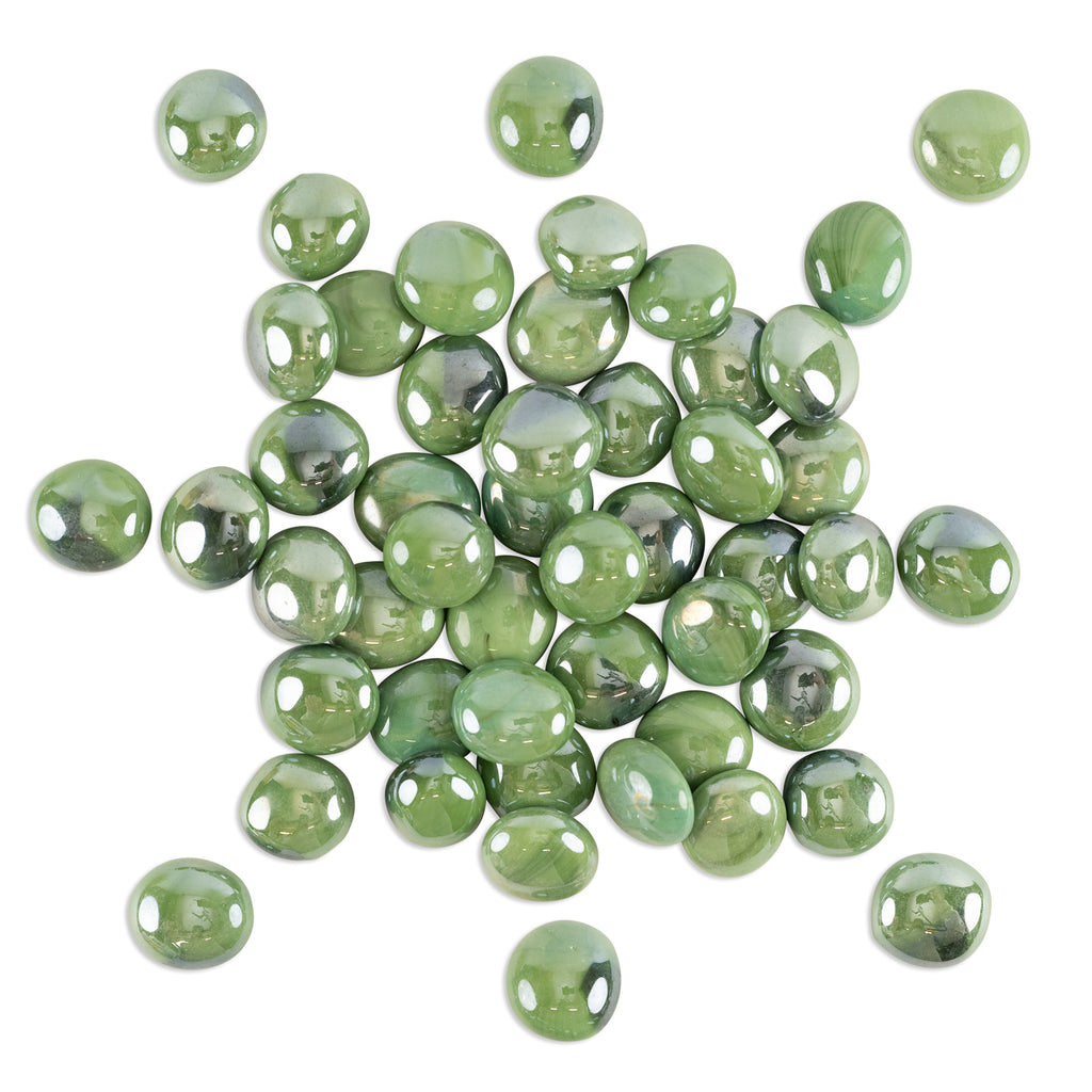 Green Iridised Glass Mosaic Pebbles 250g