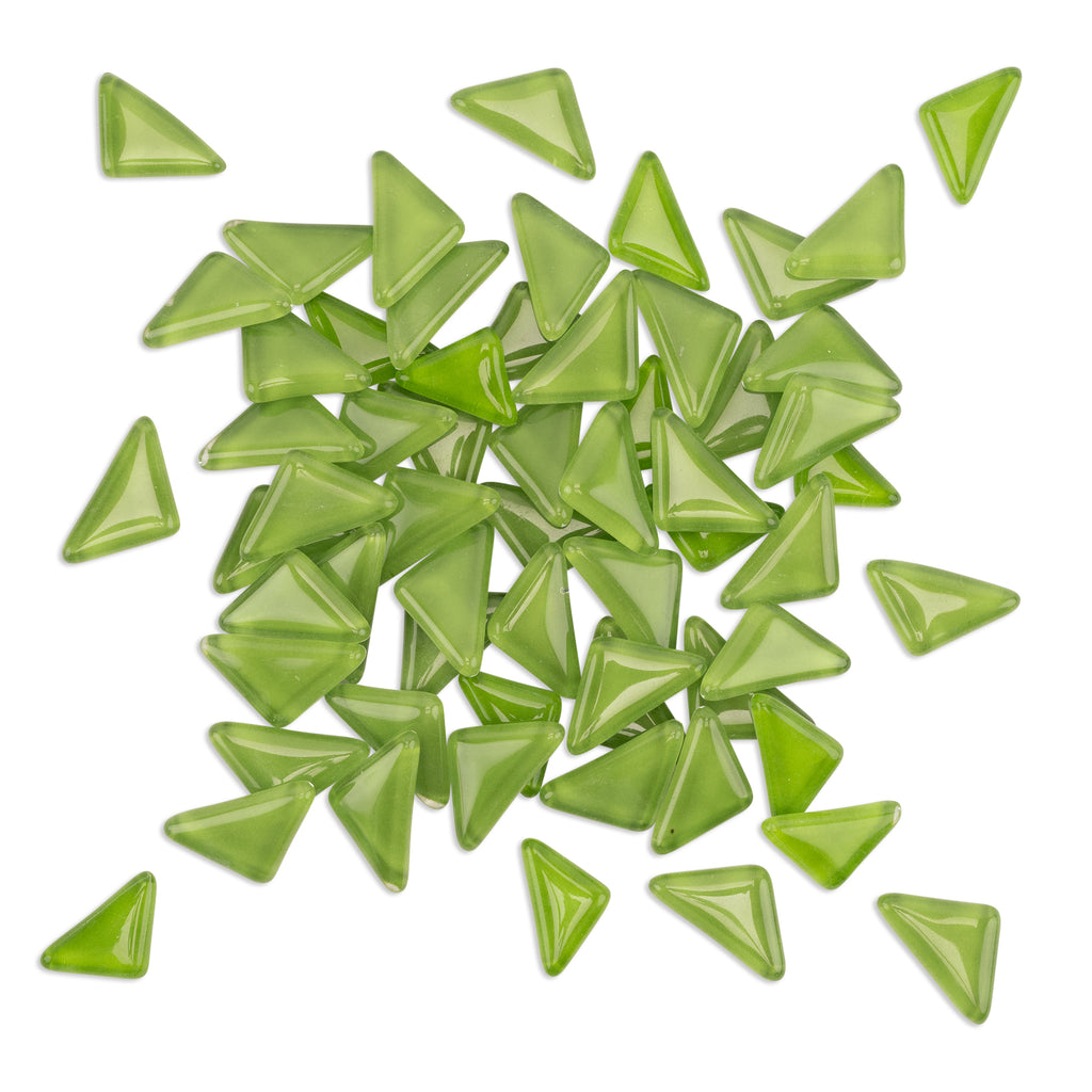 Green Triangles Mixed Sizes Mosaic Glass 250g - Clearance