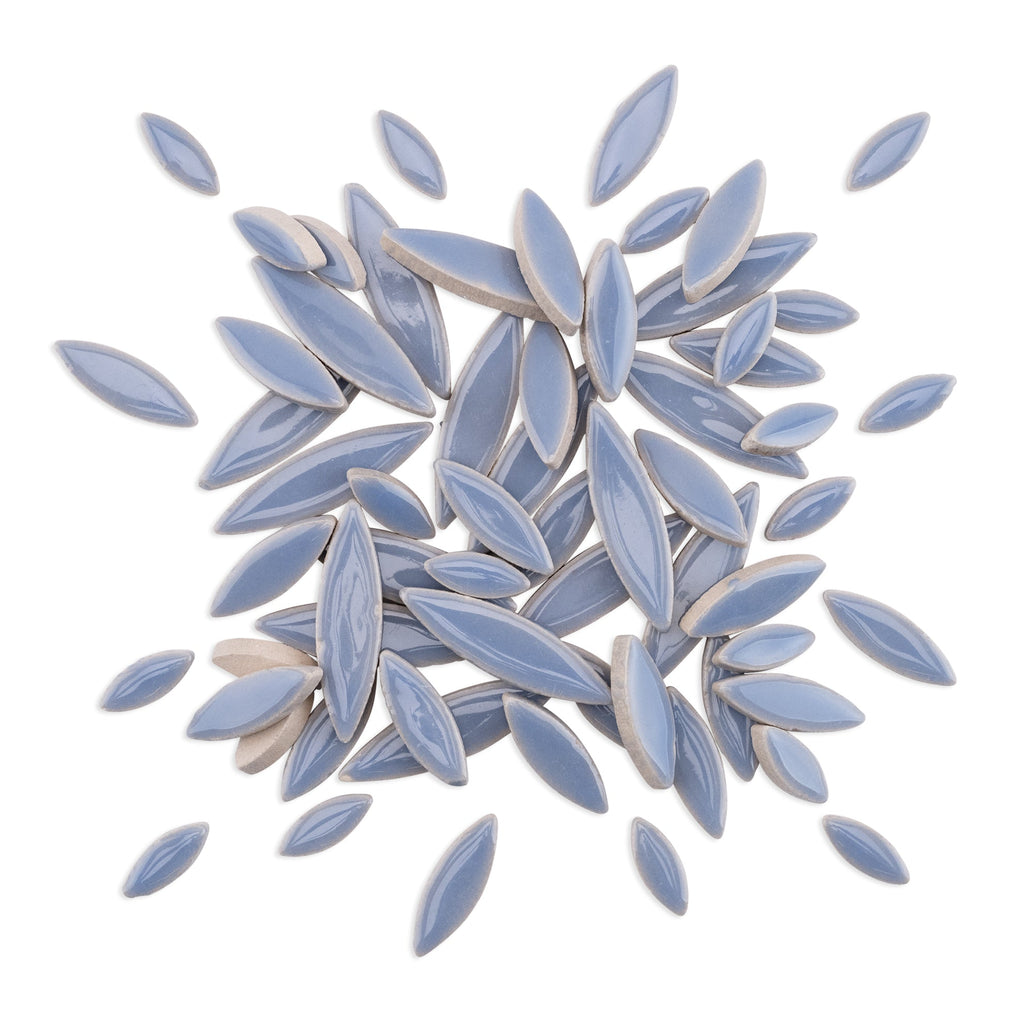 Grey Blue Leaf Petal Shaped Ceramic Mosaic Tiles 250g