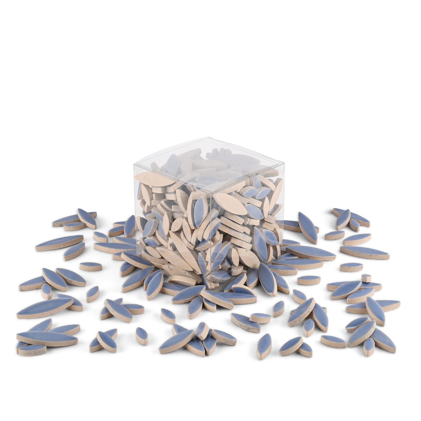 Grey Blue Leaf Petal Shaped Ceramic Mosaic Tiles 800g **School Bulk Buy**