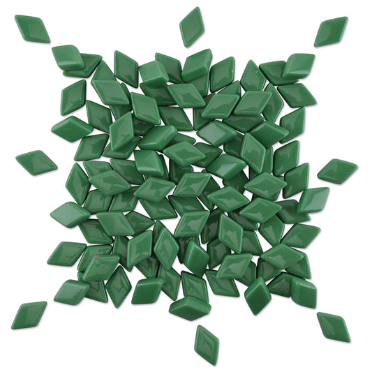Jade Green Diamond Shape Glass Glossy Finish Mosaic Tiles 250g